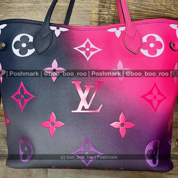 Louis Vuitton Neverfull MM Gradient Pink, Blue, Purple Tote (& Zip Wallet) - Picture 2 of 16